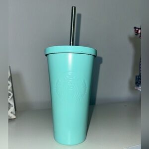 Starbucks RARE Tiffany Blue Teal Aqua Tumbler with Lid and Straw